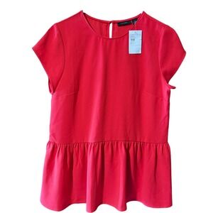Halogen Nordstrom‎ Red Peplum Top Women's Size S Short Sleeve NWT